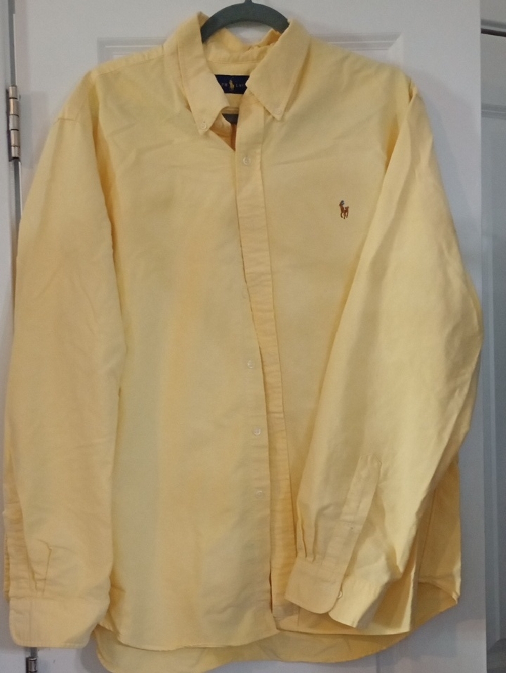 Ralph Lauren Mens Pale Yellow Button-Down Dress Shirt Size XXL